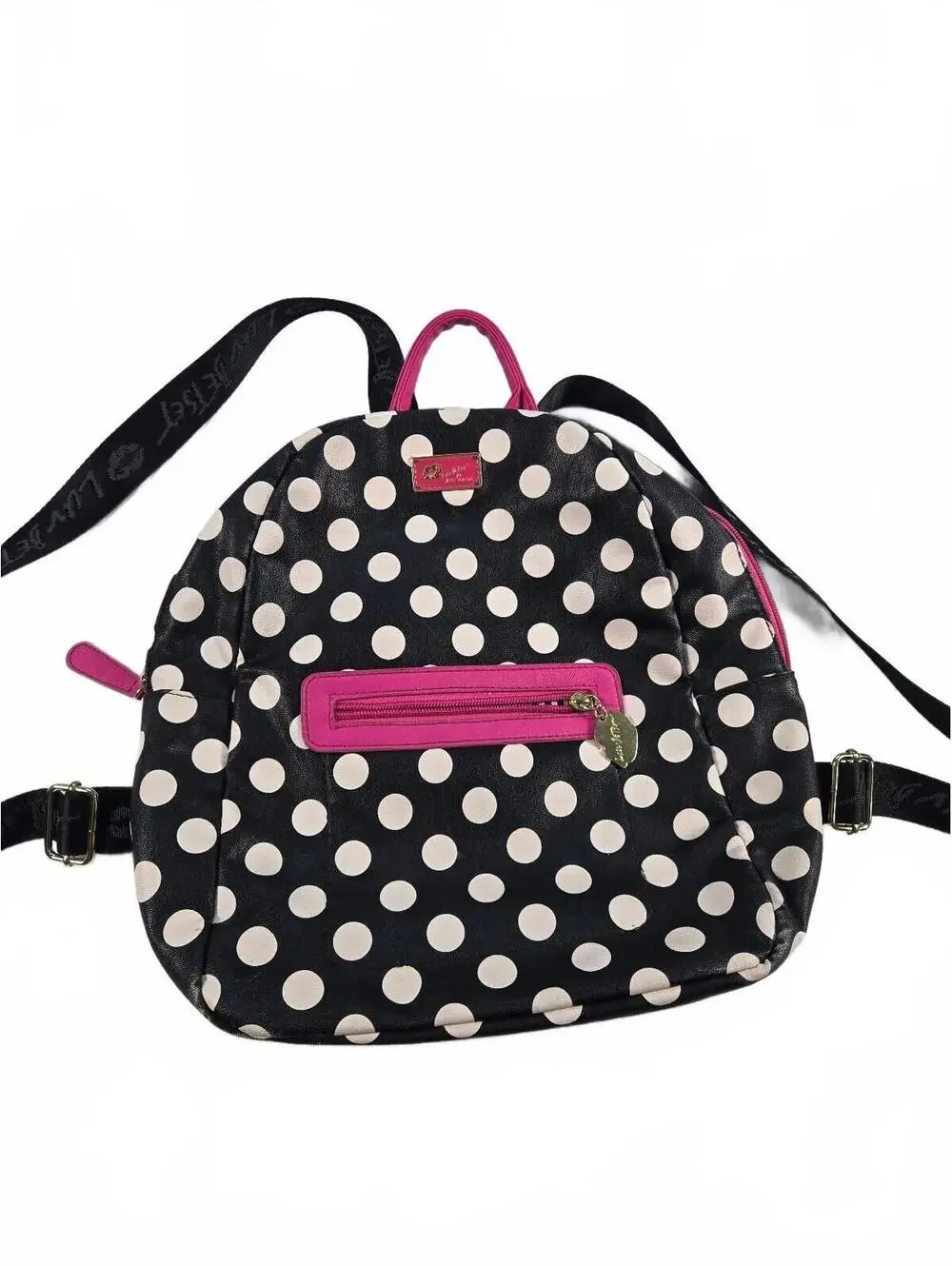 Betsey Johnson Polka Dot Mini Backpack Pink Trim Goth Retro